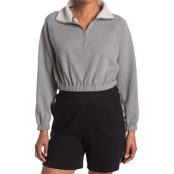 NWT Juicy Couture grey & brand stripe cropped sweatshirt & shorts coord set - Picture 6 of 16